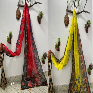 Red  & yellow combo digital print sharee